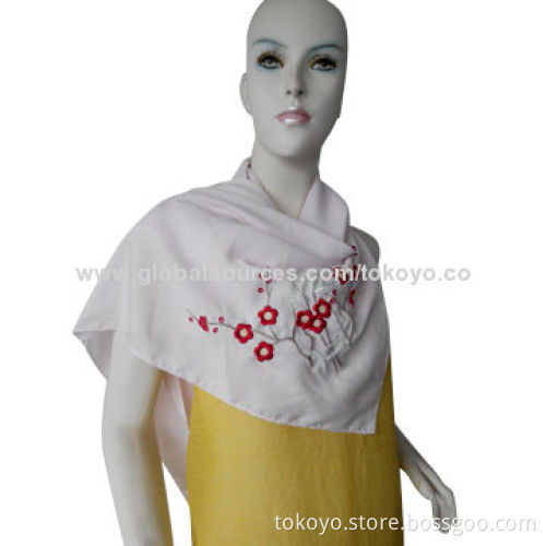 Silk square scarf with embroidery and plain color, super hand texture, measures 100*100cm